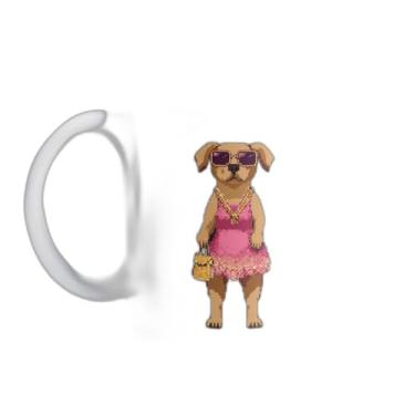 Imagem de Caneca Xícara de Café Porcelana 300ml Desenho Cachorro Estiloso