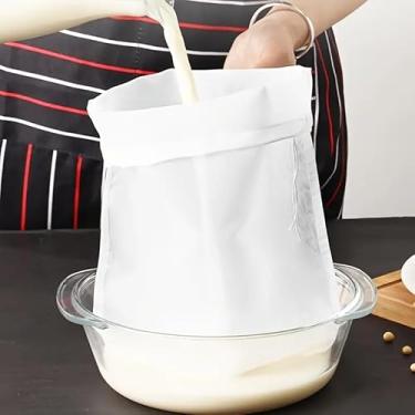 Imagem de 1 coador de alimentos de nylon, pano de queijo reutilizável de 40 × 60 cm, multicamadas, gaze dobrável para cozinhar, filtrar, fazer cerveja fria e fazer queijo, utensílios de cozinha