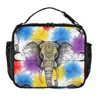 Imagem de Joisal Lancheira colorida de elefante legal para mulheres, meninas, lancheira com alça de ombro, lancheira masculina e infantil, para trabalho, meninos, rosa, bolsa térmica divertida