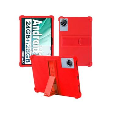 Imagem de Capa para tablet Aobante K80/K70/K60/K50 de 10 polegadas, capa protetora de borracha leve à prova de choque, capa protetora ajustável de silicone macio para crianças, vermelha