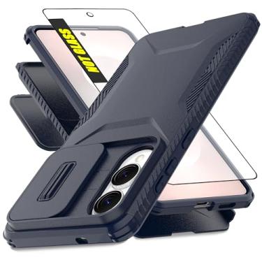 Imagem de AWZHYDT Capa projetada para Samsung Galaxy S25 Edge | Capa de câmera deslizante integrada e protetor de tela [2 em 1] Capas protetoras resistentes à prova de choque para Galaxy S25 Edge (azul)