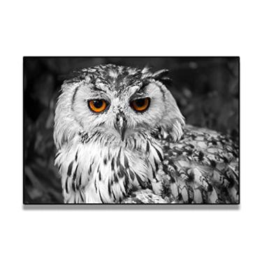 Imagem de Coruja fofa em preto e branco + arte de parede em tela imagens de animais arte - pintura de paisagem de animal moderna impressão em tela - pôsteres e impressões de animais engraçados para decoração de