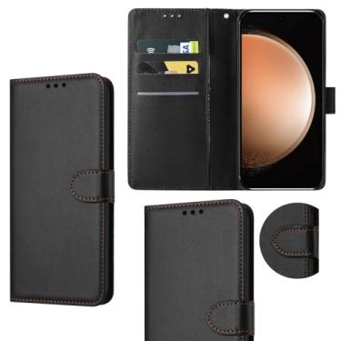 Imagem de Capa Carteira para Samsung Galaxy S23 Plus, Flip Cover com Fechamento Magnético, Compartimentos para Cartões, Couro Sintético, Preto