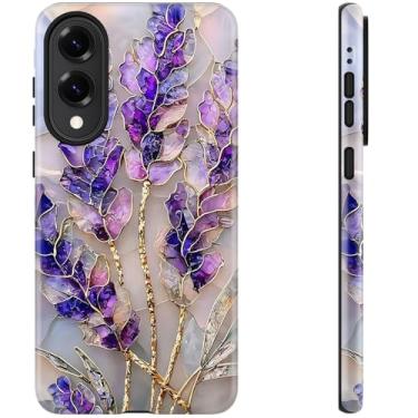 Imagem de DEENAKIN Capa fofa para Samsung Galaxy S25 Edge - compatível com carregamento sem fio - silicone macio de camada dupla + capa dura - design elegante de flores silvestres - capa de telefone chique para