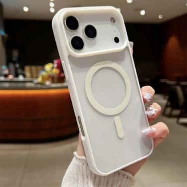 Imagem de HJZSZX Capa magnética fashion para iPhone 16 Plus, capa com carregamento sem fio e à prova de choque (para iPhone 16 Plus/branco)