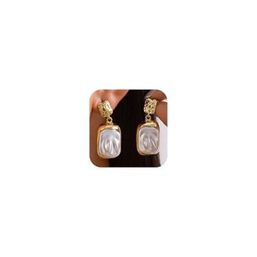 Imagem de Brincos de pérola vintage com pingente de pérola para mulheres, joias de casamento, joia de lágrima, joia vintage, Large, Zinco, Sem pedra preciosa