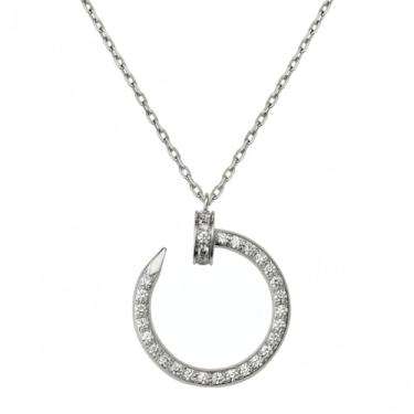 Imagem de Necirhuk Colar de casal banhado a ouro 18 K, design elegante, presente de joia de dia dos namorados, elegante colar de unha de ouro para mulheres, corpo do pai, 9.06, Latão banhado a ouro, Zircônia