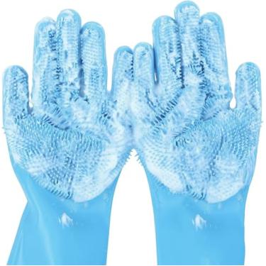 Imagem de Luvas removedoras de pelos de animais de estimação – Dupla face de silicone para cuidados com animais de estimação + luvas de massagem, escovas de queda suaves para cães, gatos e cavalos com pelo