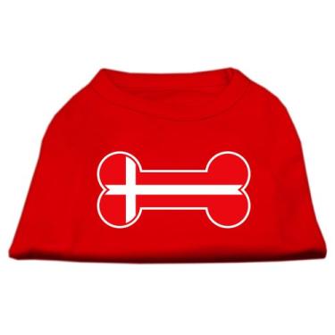 Imagem de Mirage Pet Products Camisetas com estampa de bandeira da Dinamarca em forma de osso vermelha 3GG (20)