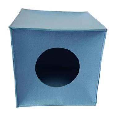 Imagem de Whtkoph Casinha para Gatos, Condomínio Dobrável para Gatinhos, Esconderijo Autoaquecido para Gatos, Caverna para Gatos, Refúgio para Gatinhos em Ambientes Int, Azul