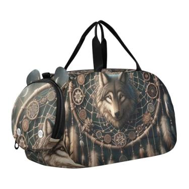 Imagem de Linda bolsa de mão de panda e abacate para meninos durante a noite bolsa esportiva de dança, Apanhador de sonhos de lobo, Clássico