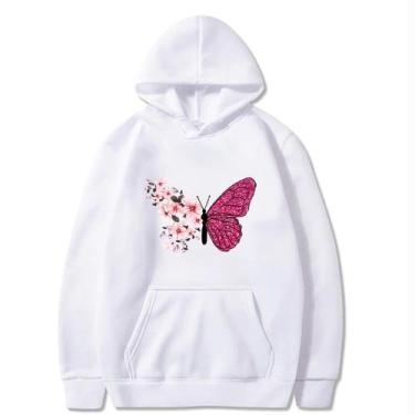 Imagem de Moletom Canguru Blusao De Frio Feminina Borboleta Florida Flores Butte