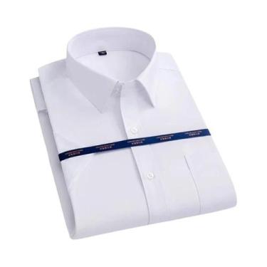 Imagem de Camisa Social Masculina Branca De Manga Curta Para Trabalho Casual For