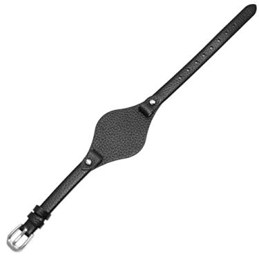 Imagem de HSPTR Pulseiras de relógio de couro genuíno para Fossil ES3077 ES2830 ES3262 ES3060 Pulseira pequena feminina elegante (preta, fecho ouro rosa de 8 mm)