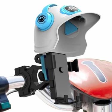 Imagem de Suporte de Celular para Moto e Bike com Proteção Solar Rotação 360° Compatível com Smartphones de 4 a 6.7 Polegadas (Branco e Azul)