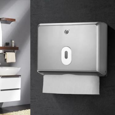 Imagem de Porta-dispenser de papel higiênico parede para toalhas multifold ABS leve fácil instalar suporta 200 unidades sem bagunça ideal hotéis escritórios e l