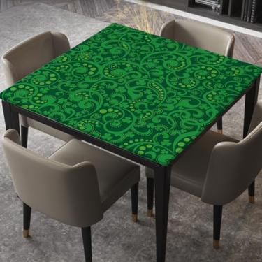Imagem de ZYRALLAX Toalha de mesa quadrada com fundo de Dia de São Patrício em cores verdes, toalha de mesa elástica para piquenique, roupa de mesa de 61 cm x 61 cm, estilo 06