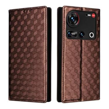 Imagem de Capa carteira para ZTE Nubia Z70 Ultra, capa de couro PU com suporte de cartão magnético flip Kickstand capa à prova de choque TPU interno