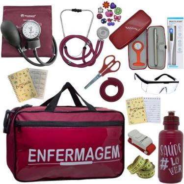 Imagem de Kit Enfermagem Top Cores Premium Completo Estagio Estetoscopio Aparelh
