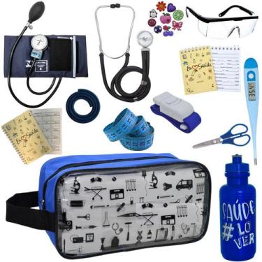 Imagem de Kit Academico Enfermagem Esfigmomanometro Aparelho de Pressao Estetosc