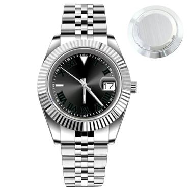 Imagem de FEIYASHI Relógio mecânico automático masculino de luxo Japão NH35 movimento com vidro de safira 100 m à prova d'água relógios esportivos data (prata 1)