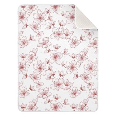 Imagem de Wassud Manta simples de flores de cerejeira para meninos e meninas, cobertor infantil essencial para recém-nascido, cobertores macios para bebês 76 x 101 cm