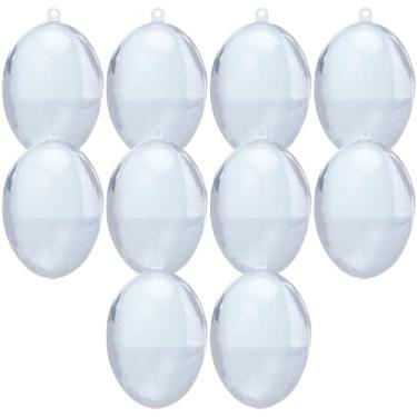 Imagem de ULTECHNOVO Ovos transparentes de Páscoa preenchíveis (pacote com 10) bolas de plástico transparente, perfeitos para caça de ornamentos de plástico preenchíveis