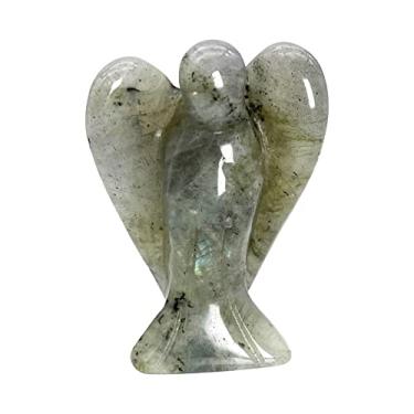 Imagem de Casaper Estatuetas de anjo da guarda de pedra da lua natural, estátua de pedra esculpida à mão, meditação para decoração de casa, 3,8 cm