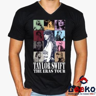 Imagem de Camiseta Taylor Swift 100% Algodão The Eras Tour Pop Geeko, Preto gola