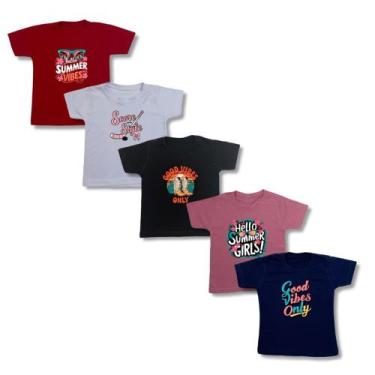 Imagem de Kit 5 Camiseta Babylook Meninas Atacado Revenda Algodão Qualidade - CA