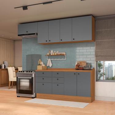Imagem de Armário De Cozinha Completa 260cm Canela/cinza Sagrado Pixel Kappesberg