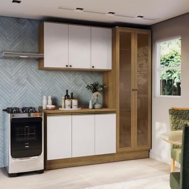 Imagem de Armário De Cozinha Compacta 100% Mdf 192cm Nogueira/branco Celeste Kappesberg