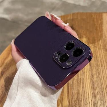 Imagem de Capa de celular de luxo com revestimento antichoque para iPhone 16 15 14 13 12 11 Pro Max (para iPhone 12 Pro Max/Roxo Escuro)