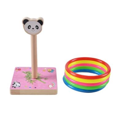 Imagem de Esquirla Brinquedo interativo de arremesso de argolas, quebra-cabeça com ponteiras, jogo de arremesso com gancho e padrão de animais para adultos e crianças, Panda