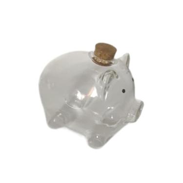 Imagem de Generic Cofrinho de vidro em formato de porquinho, compacto e fofo, transparente, para guardar dinheiro, ideal para decorar armários e quartos de bebês.