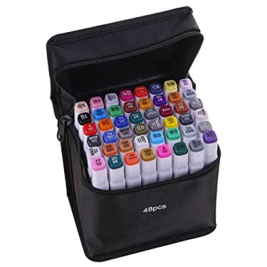 Imagem de Marcadores de Ponta Dupla com Alta Pigmentação e Secagem Rápida para Arte Tampas Codificadas por Cor Esboço Escrita Pintura Sublinhado Desenho Artísti