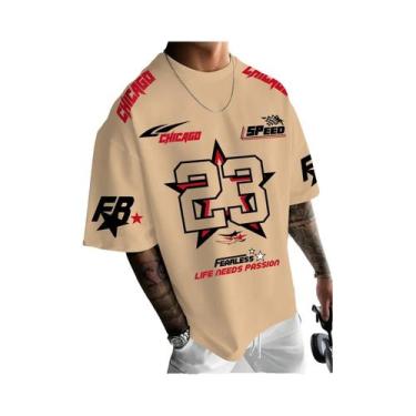 Imagem de Camiseta Casual Masculina De Verão Chicago Preta Vermelha Branca 23 Es