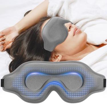 Imagem de Máscara de olho ponderada para dormir, máscara de dormir contornada 3D blackout com alça ajustável, máscara de dormir com extensões de cílios para viagens, cobertura de olhos para homens e mulheres