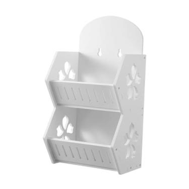 Imagem de IEUDNS Prateleira de parede para banheiro, organizador de parede ventilado para temperos de cozinha, porta-maquiagem para quarto e banheiro, Dupla Camada