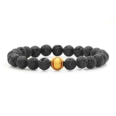 Imagem de Xusamss Pulseira difusor de óleo essencial de pedra vulcânica de 8 mm, pulseira de elos elásticos com cruz religiosa, pulso de 7 1/2, Pedra vulcânica, Pedra de lava