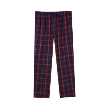 Imagem de Calças De Pijama Masculinas Em Flanela Xadrez Outono Inverno Casuais C