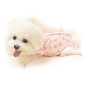 Imagem de SIWOTED Teacup Roupas para cães, prevenção de frio, proteção total para a barriga, roupa pequena para cães na primavera e outono (Coração Vermelho XXS)