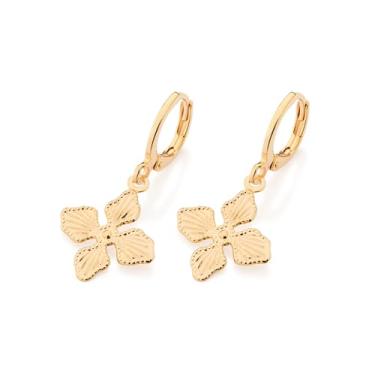 Imagem de Brinco Argola com Flor Banhado a Ouro 18k - 527511