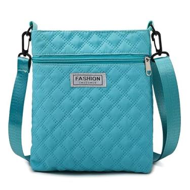 Imagem de Bolsa tiracolo feminina com alça ajustável - Bolsa compacta com fecho de zíper, bolsa de tecido Oxford para uso diário para mulheres, bolsa pequena, Verde