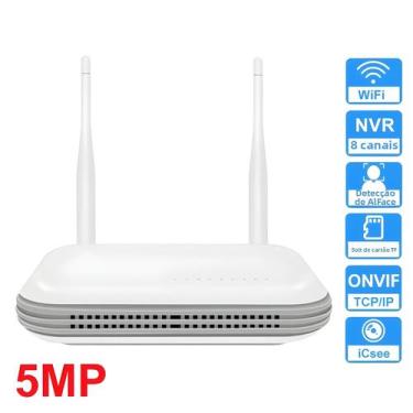 Imagem de NVR WiFi 8CH H.265 - Gravador de Vídeo em Rede com Detecção Facial 3MP