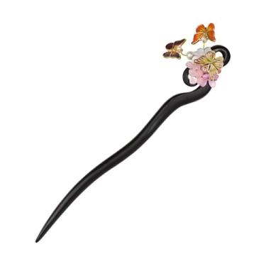 Imagem de Agulhas de Cabelo Chinesas com Pedra, Acessórios de Cabelo de Ebênia, Feitos à Mão,Grampos de Cabelo,Chapéus de Madeira para Mulheres,Joias de Cabelo (N)