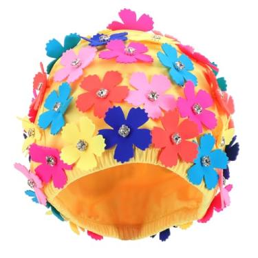 Imagem de HANABASS Touca de natação floral feminina, chapéu de natação simulação de pétala de flor, touca de banho feminina colorida para piscina praia