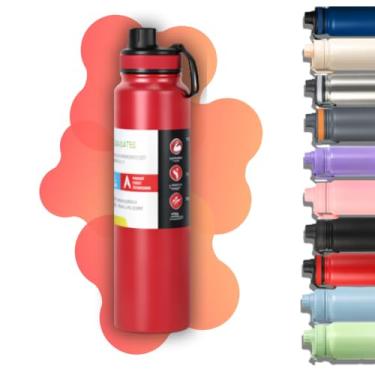 Imagem de Garrafa de Água Térmica Esportiva em Aço Inoxidável 800ml com Alça, Parede Dupla Isolada a Vácuo Antivazamento, Ideal para Academia, Corrida, Esportes Escritório – Qualidade Premium LNSTORE (Vermelho)