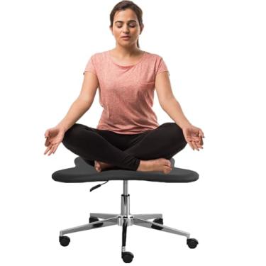 Imagem de WUHUQN Cadeira de ajoelhar, cadeira de escritório de meditação, cadeira de pernas cruzadas, cadeira de escritório ajoelhada ajustável em altura, cadeira de escritório ergonômica, cadeira de meditação