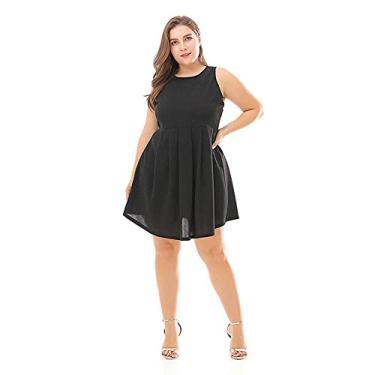 Imagem de 3FLQOOPP Vestidos femininos tamanho larg mini saia curta com zíper casual (preto 1X)